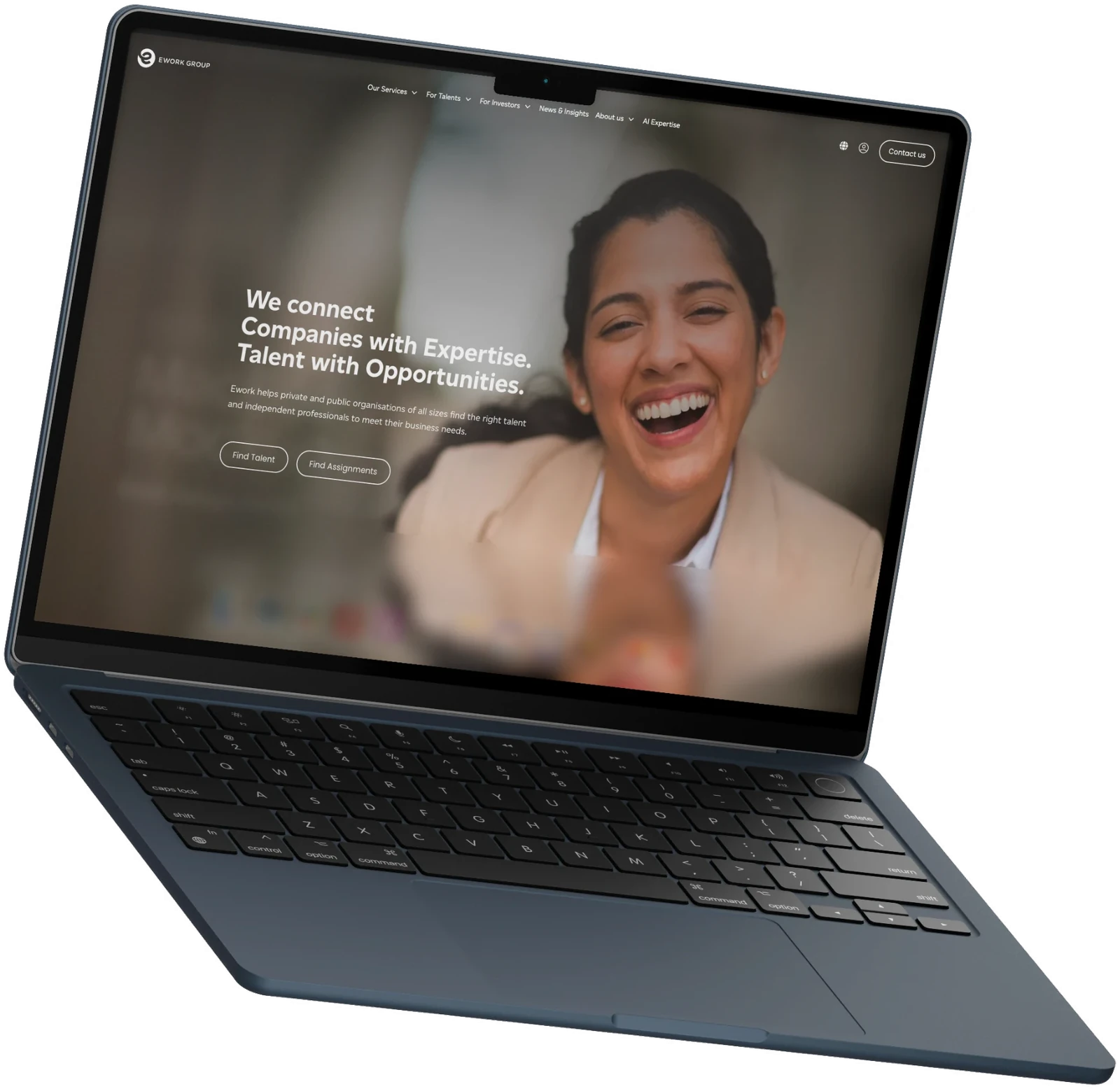 Ework HR platform shown on a laptop